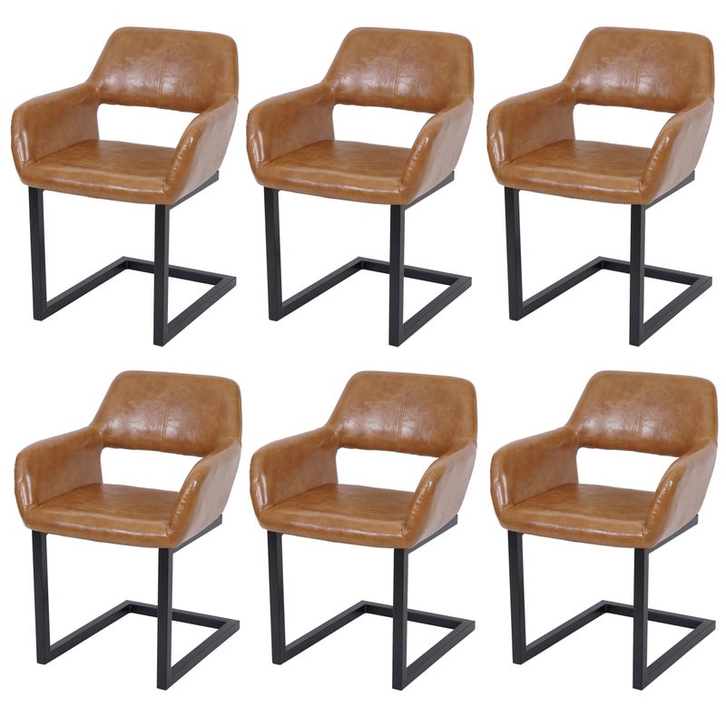 Zestaw 6 krzeseł do jadalni HWC-A50 II, krzesło wspornikowe krzesło kuchenne retro 50s design ~ sztuczna skóra, imitacja zamszu
