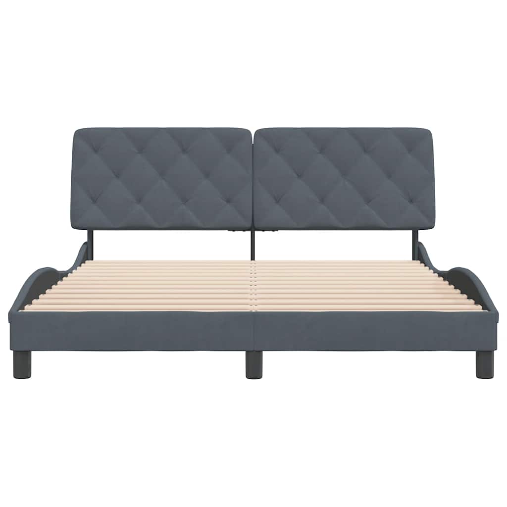 Cadre de lit sans matelas gris foncé 160 x 200 cm en velours - 5