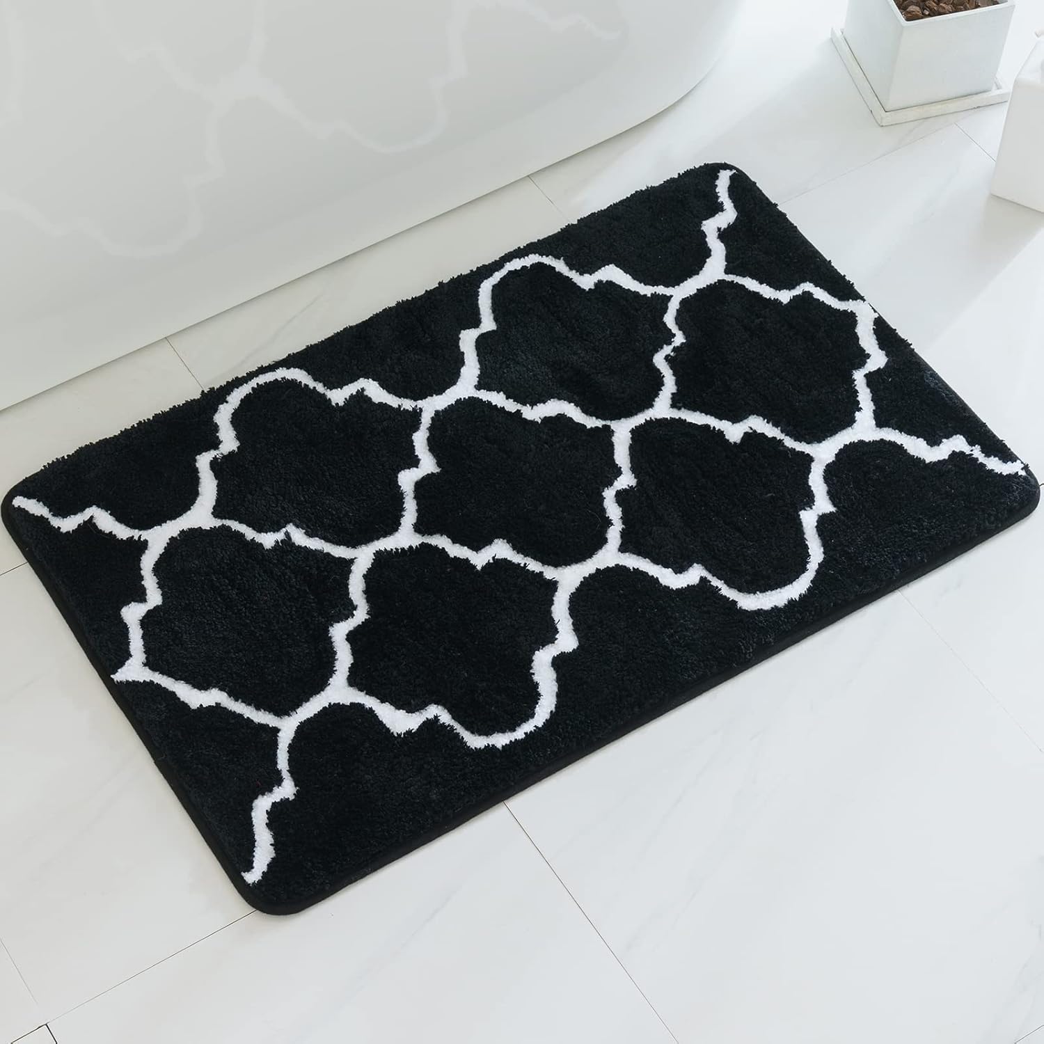 Prostokątna mata łazienkowa z marokańskim wzorem, antypoślizgowa mata wejściowa pod prysznic, miękka i wygodna, wykonana z pluszowej mikrofibry, 50 x