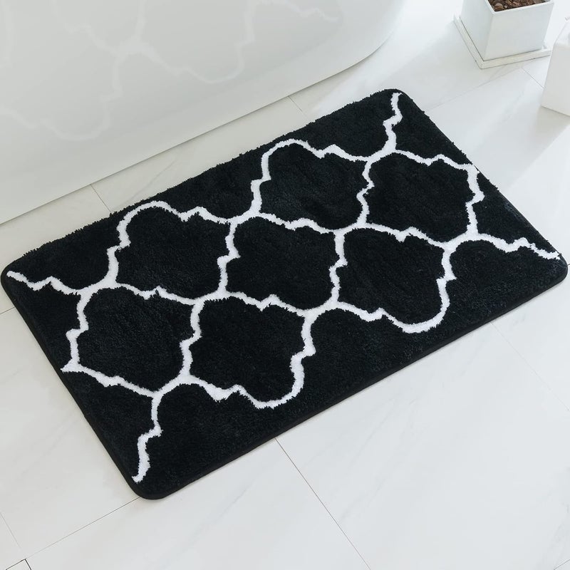 Prostokątna mata łazienkowa z marokańskim wzorem, antypoślizgowa mata wejściowa pod prysznic, miękka i wygodna, wykonana z pluszowej mikrofibry, 50 x