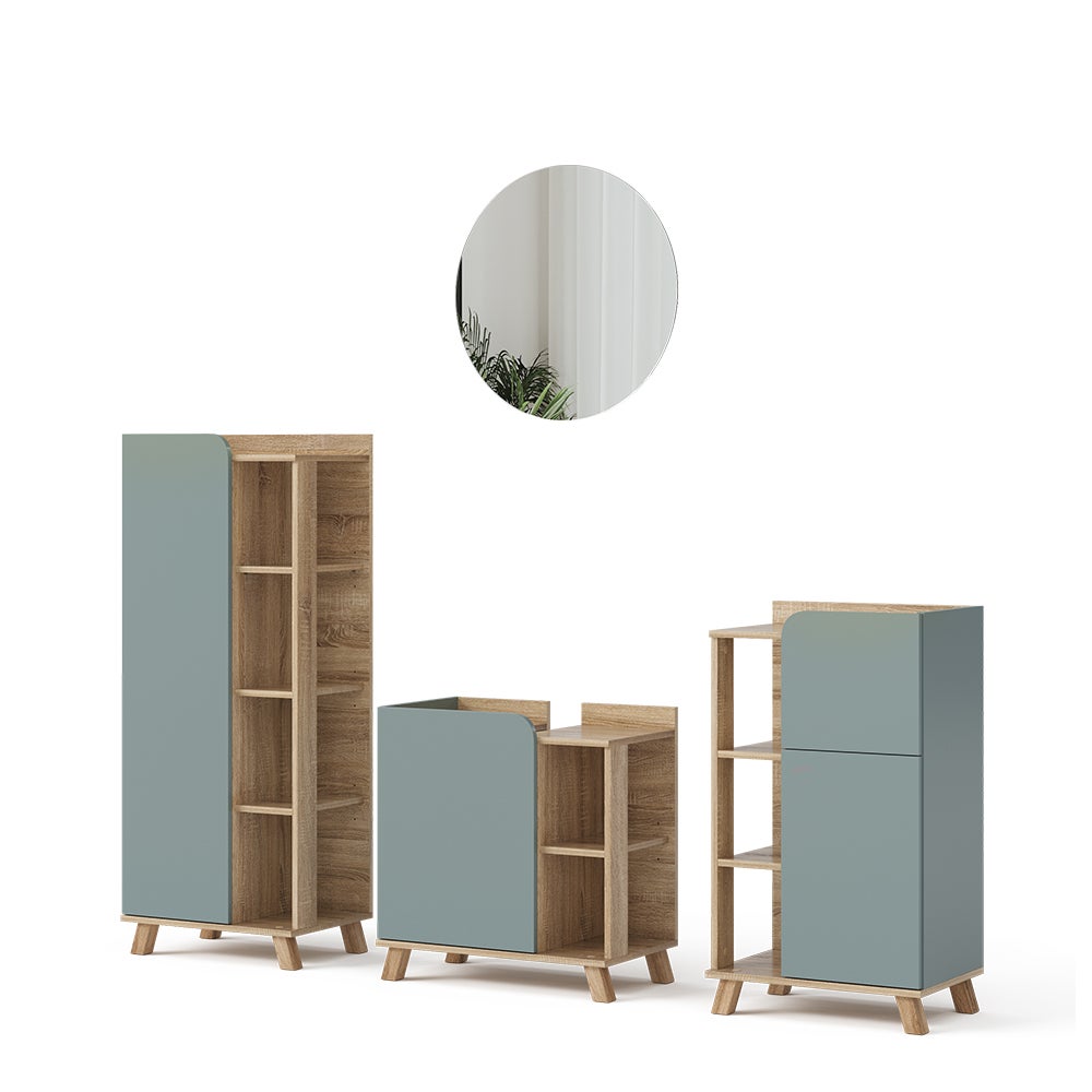 Vicco Zestaw mebli łazienkowych Karen, Sonoma/niebieski, 4 części