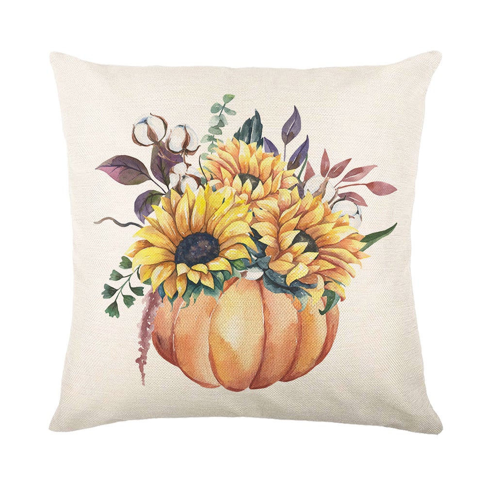 Lot de 4 housses de coussin décoratives citrouilles 45 x 45 cm, pour Thanksgiving, pour canapé, salon, chambre, jardin, décoration d'intérieur - 2