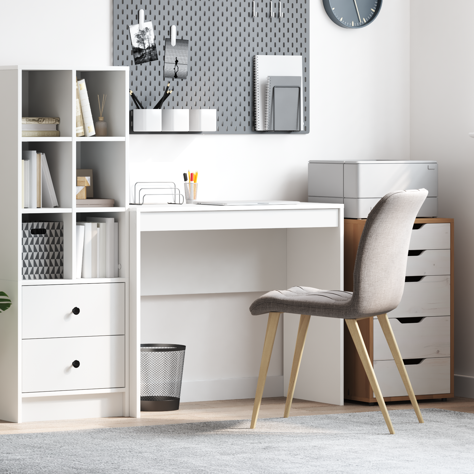 Vidaxl Escritorio Para Escribir Madera Elaborada Mediano Blanco , Leroy Merlin