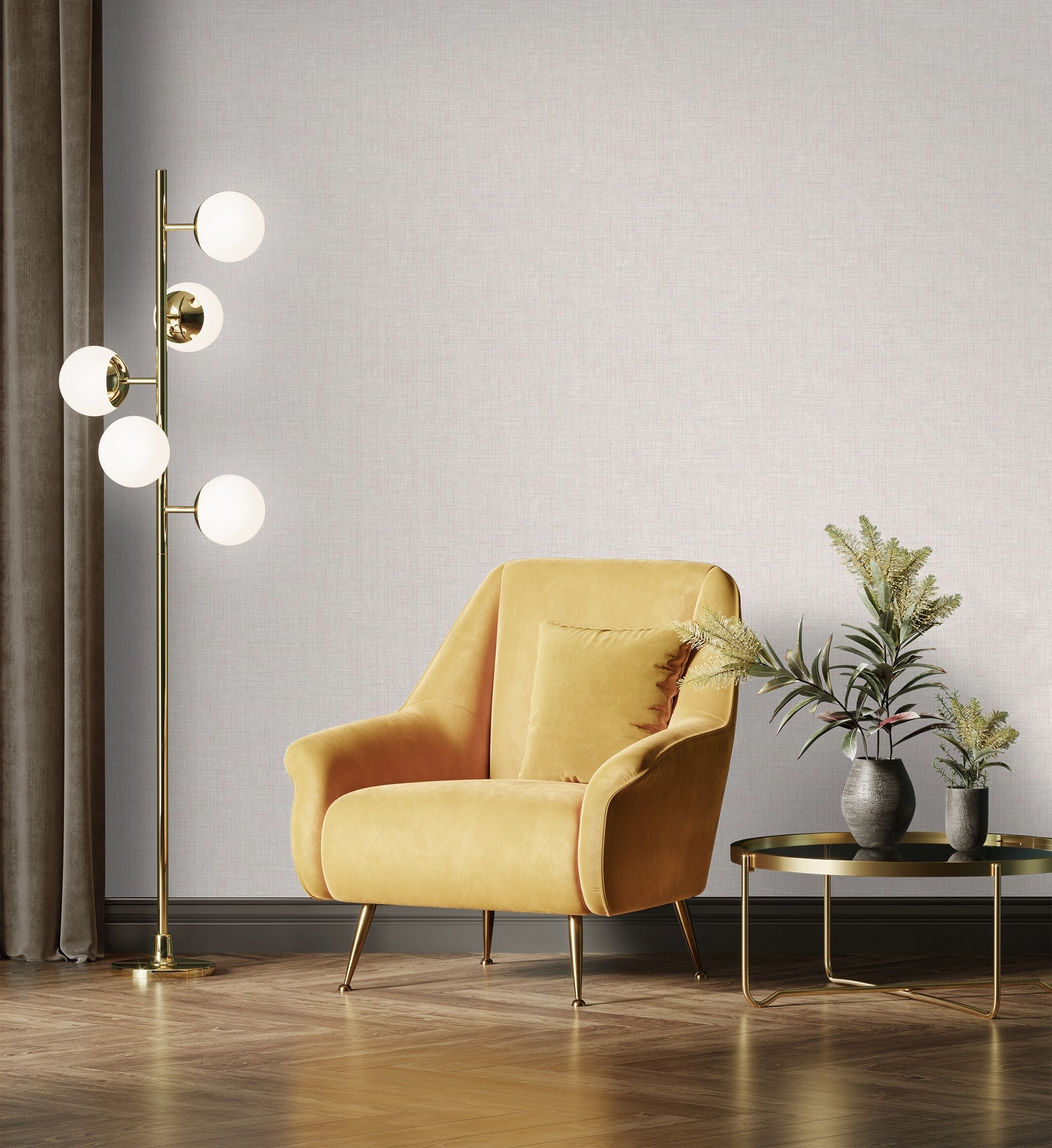 Papel pintado vinílico lavable imitando textura de lino beige - dean plain 681327 de gaulan - rollo de 10 m x 0,53 m