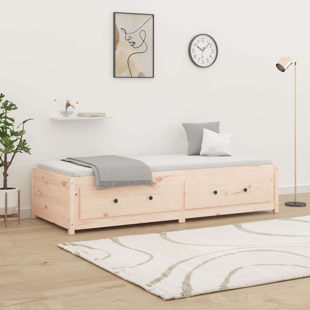 Łóżko Dzienne Drewniane Brązowe Rama Łóżka Ze Stelażem Sofa 90x200 cm