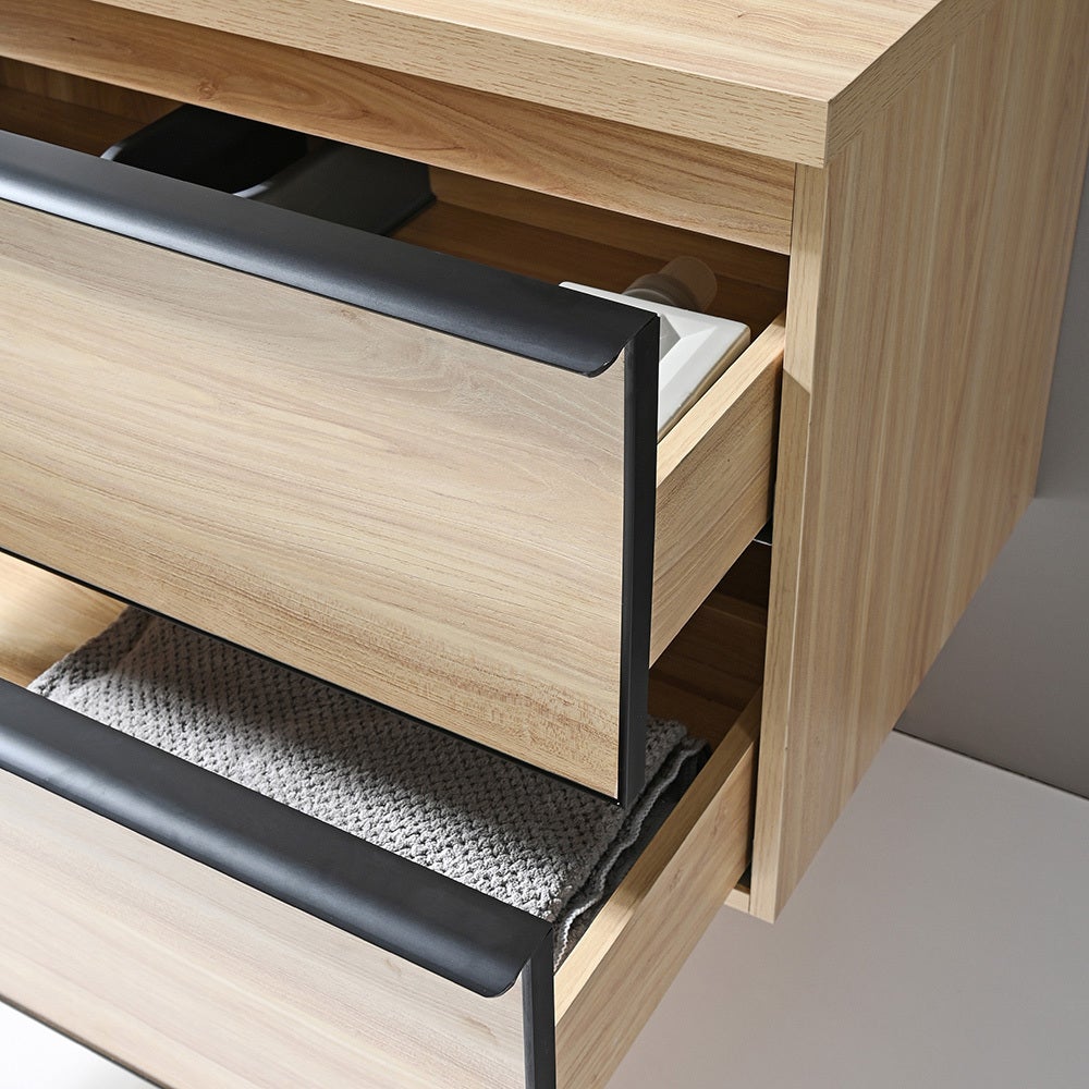 LuxuryBain - Meuble de salle de bain double vasque 120cm chêne clair avec miroir led - 4