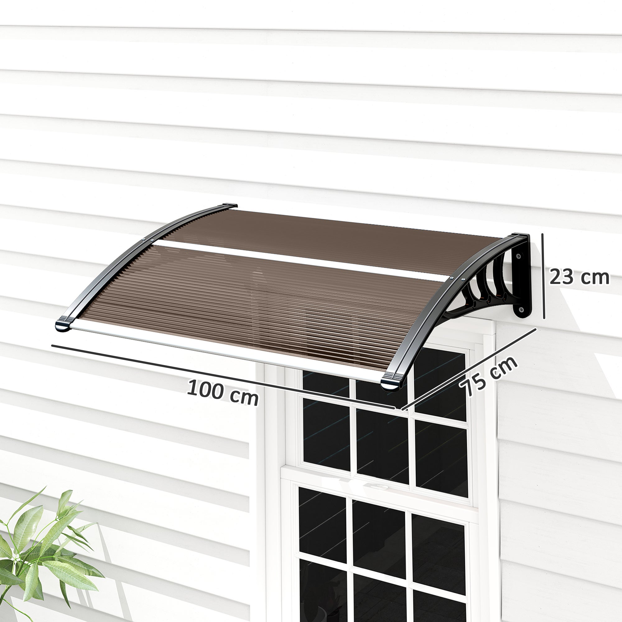 Marquise Proteção 75x100cm Porta Janela Anti-UV Alumínio Marrom Preto - 2