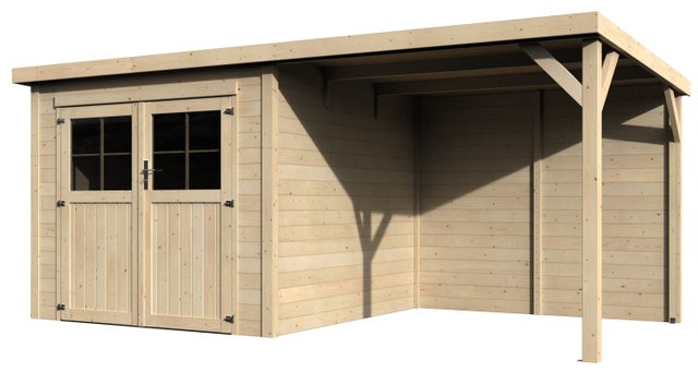 ABRI DE JARDIN BOIS PARADIS - 5,24 m² - Ep : 19 mm - 4,63x2,36 - couleur naturel - Décor et Jardin