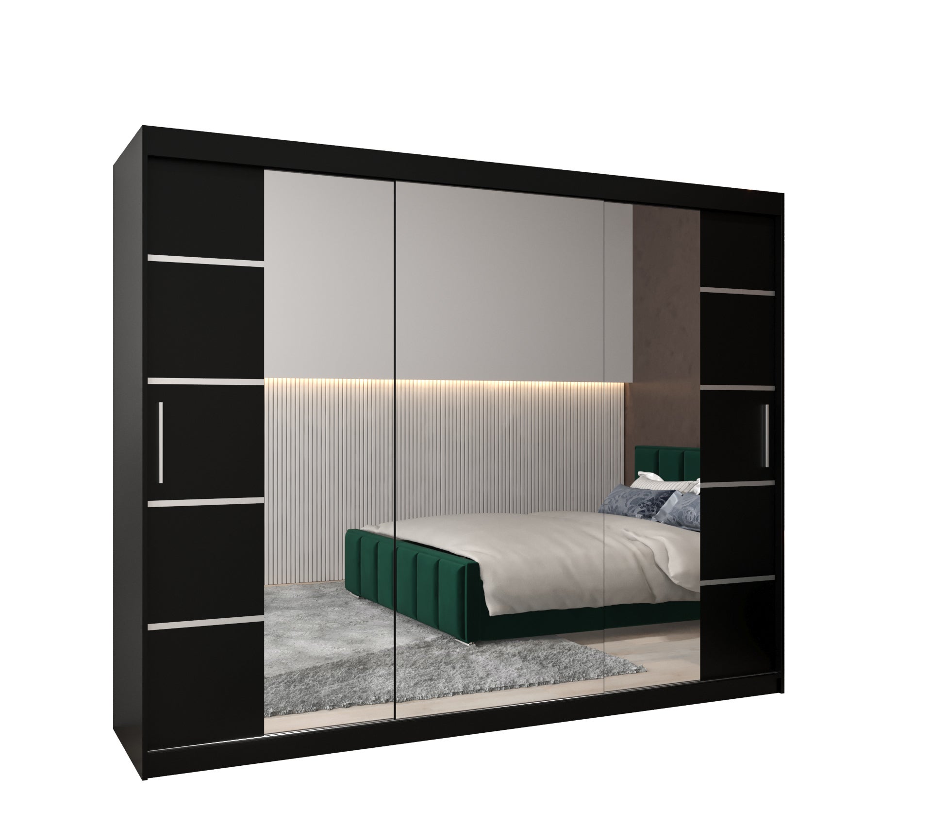 Szafa przesuwna garderoba Verona 4 250 x 62 x 200 cm Czarny + Czarny - Abiks Meble