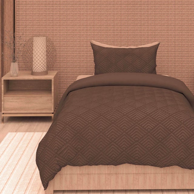 Parure housse de couette 3D microfibre 140x200 cm GAIA brun, par Soleil d'Ocre