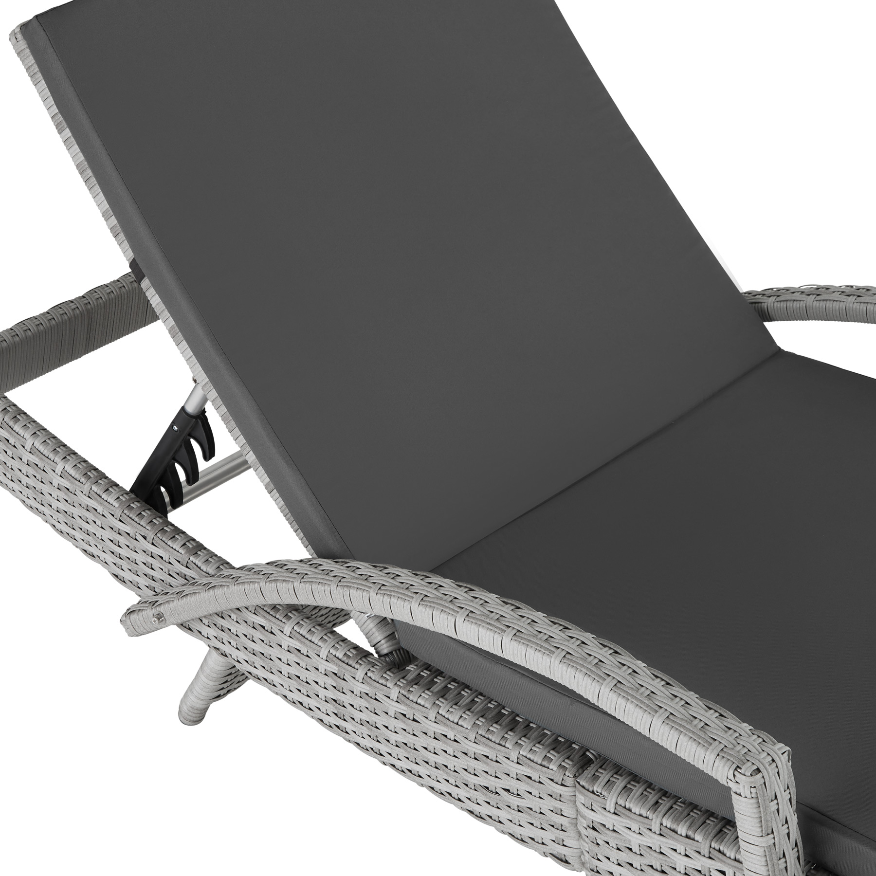 Bain de soleil en résine tressée et aluminium avec dossier réglable sur 5 positions TECTAKE - 5