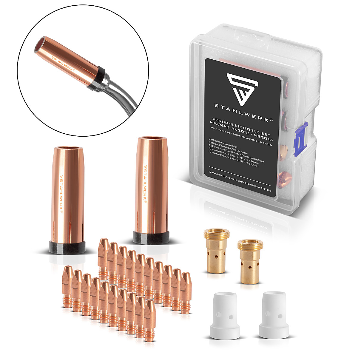 Kit De Pièces D'usure Pour Poste à Souder MIG/MAG - 19/24 Pièces, Buses MB15/150 - Marque Sodial