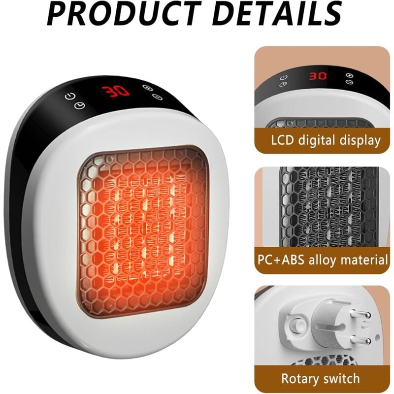 Riscaldatore da parete con telecomando, 600 W, 15-32 °C, sistema termostatico, basso rumore, riscaldamento silenzioso (bianco) | Leroy Merlin