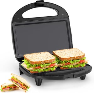 Piastra Per Sandwich XXL 1000W - 4 Triangoli, Rivestimento Antiaderente, Impugnatura Cool Touch, Doppia Spia, Spegnimento Automatico - 5