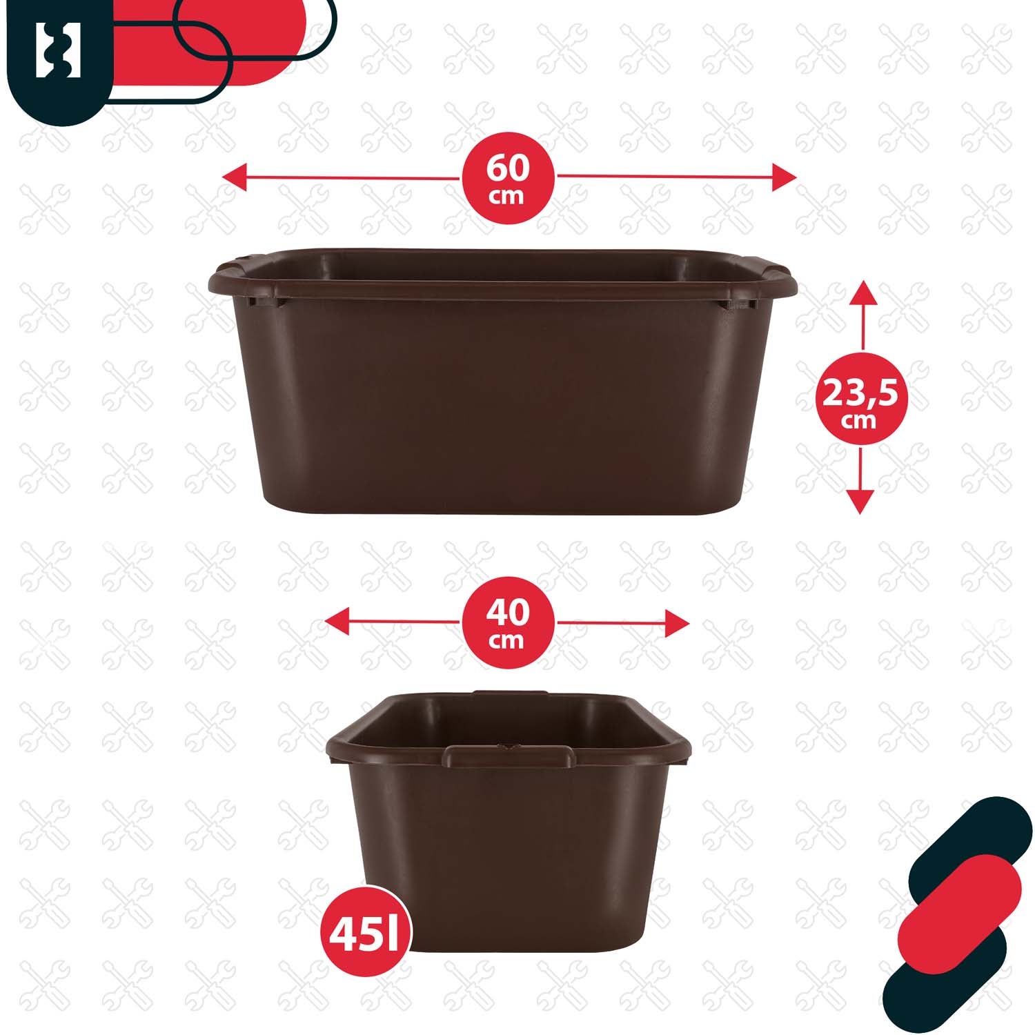 KOTARBAU® Bac à mortier rectangulaire pour jardin 45 L Marron Lot de 2 - 5