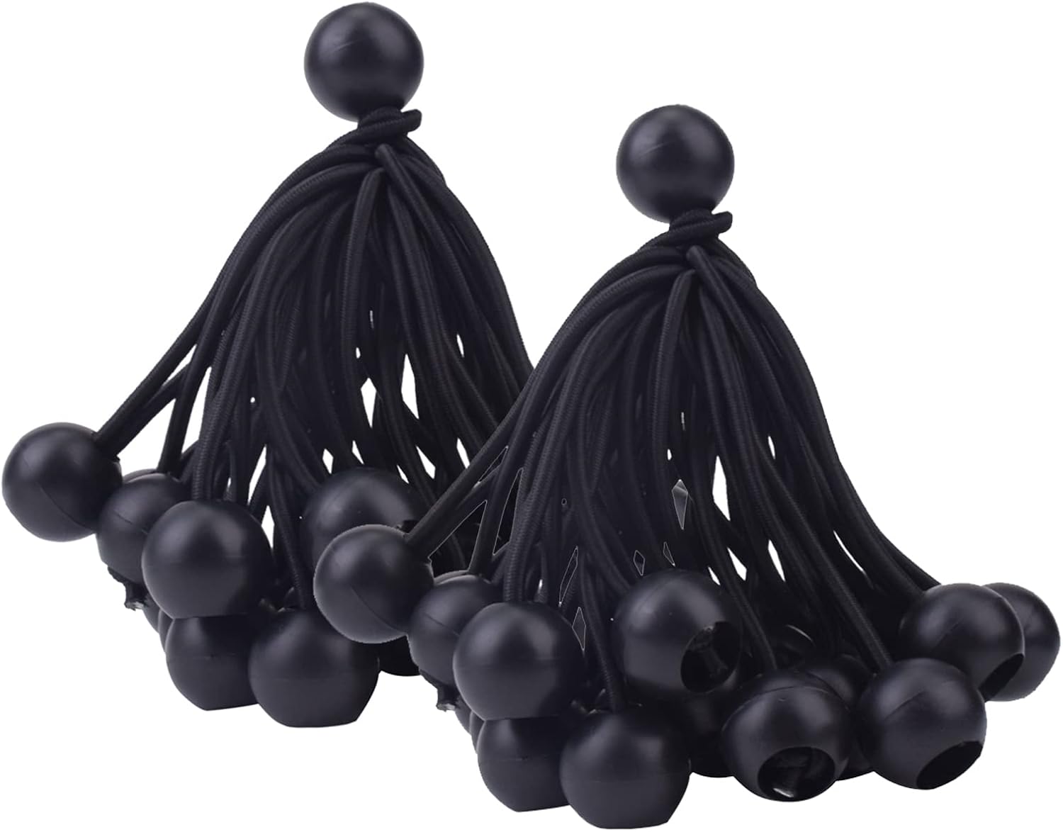 Lot De 24 Tendeurs Élastiques Avec Boules (Noir/Blanc) - 10 Cm, Pour Tentes, Bâches, Rideaux, Camping