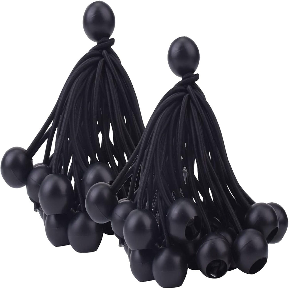 Lot De 24 Tendeurs Élastiques Avec Boules (Noir/Blanc) - 10 Cm, Pour Tentes, Bâches, Rideaux, Camping