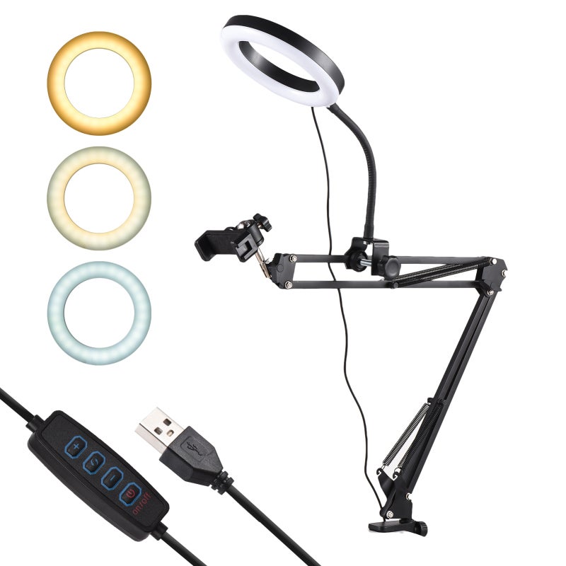 Treppiedi Con Clip Per Telefono E Slitta Hot Shoe – Supporto Flessibile A Collo Di Cigno, Rotazione 360°, Per Live Streaming E Ring Light