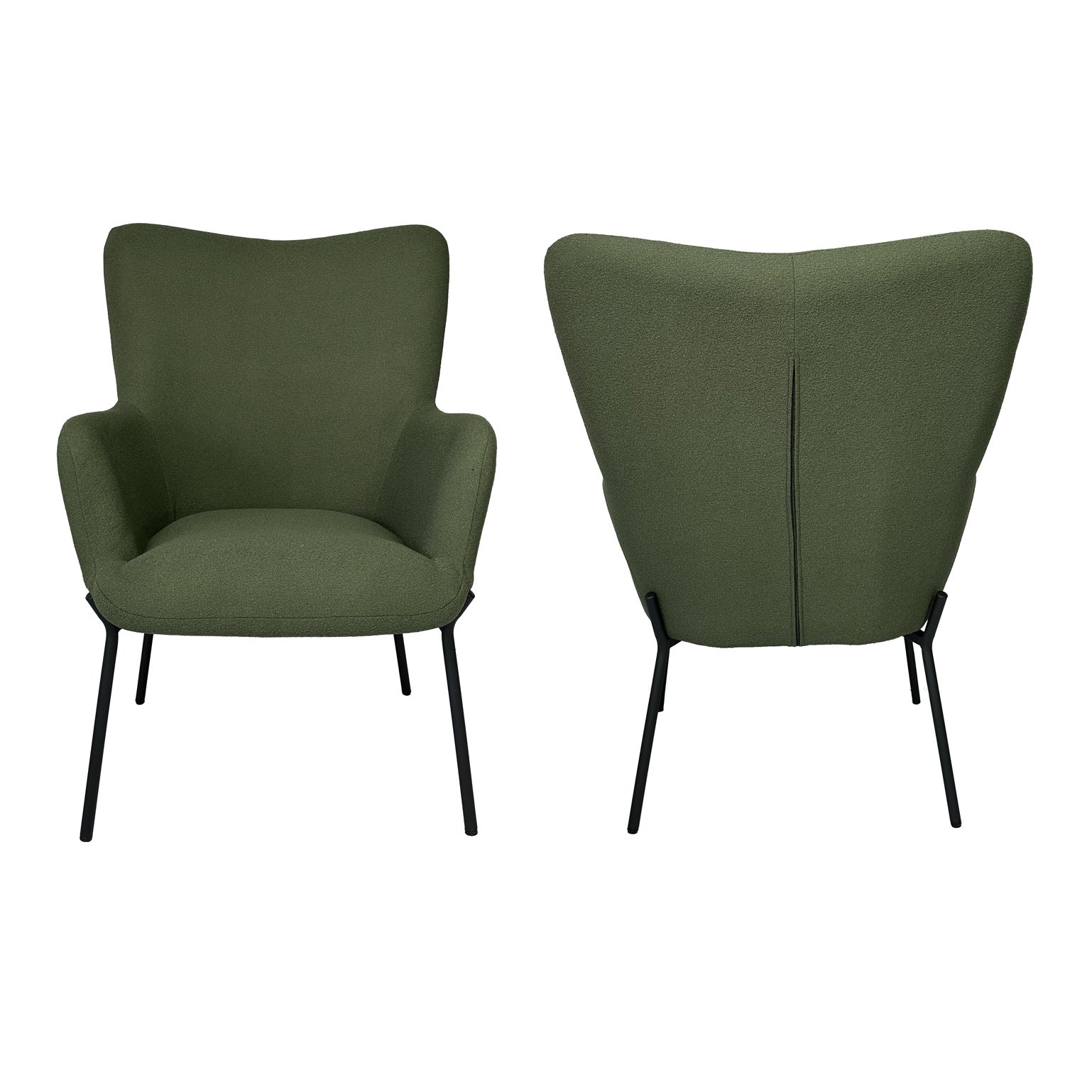 Fauteuil en tissu boucle vert kaki avec repose-pieds EIRA - 3
