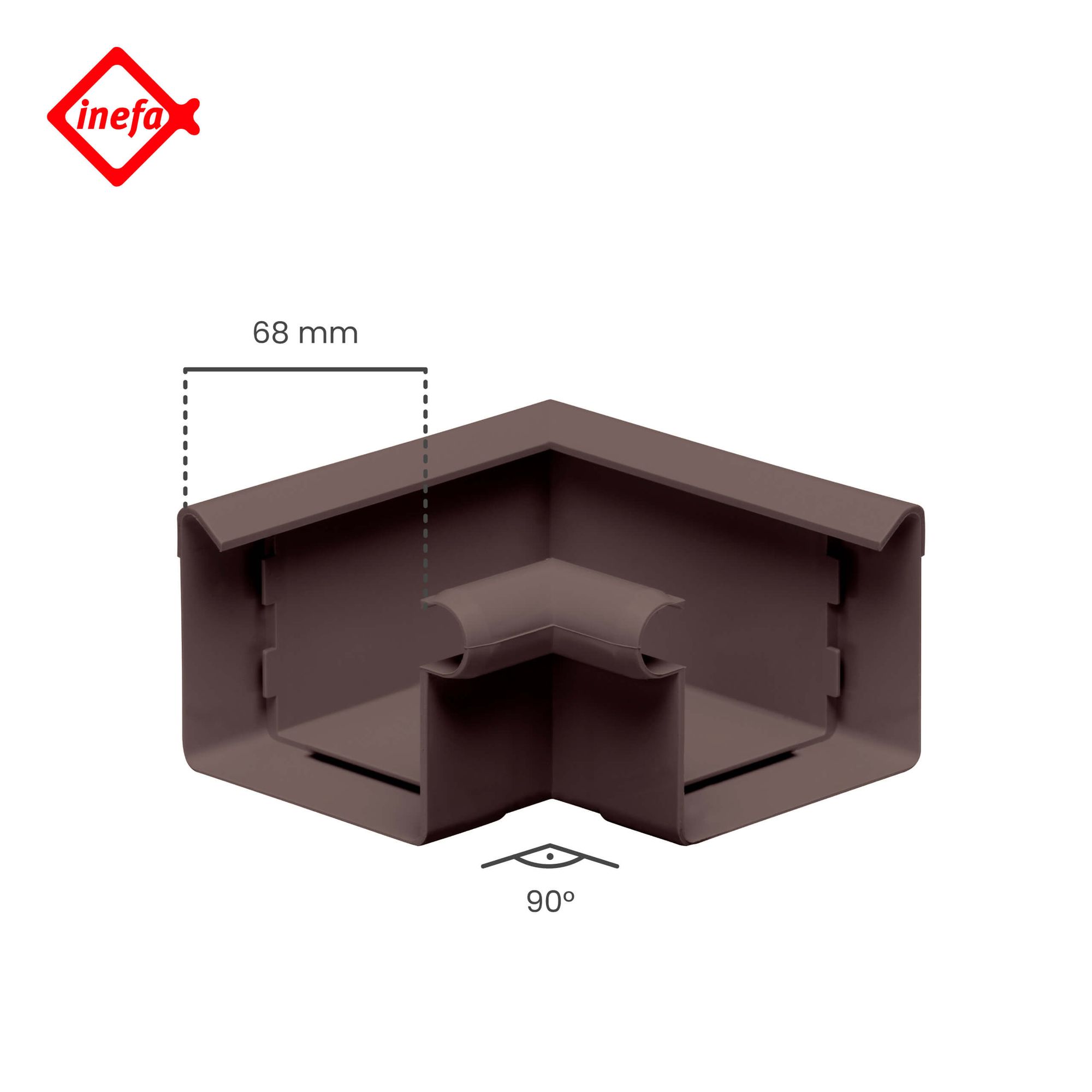 INEFA Angle de gouttière plastique 68mm 90° intérieur marron foncé - 2