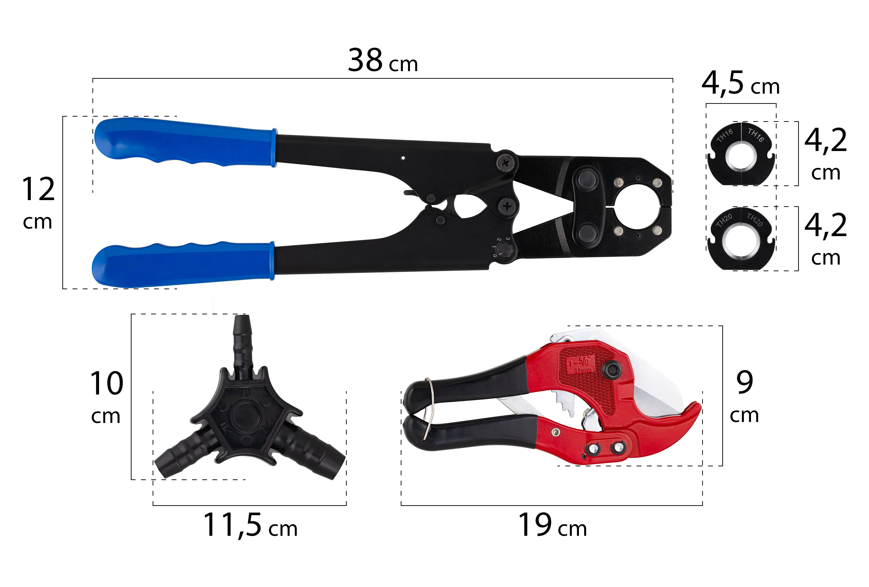Set completo per la pressatura di raccordi su tubi multistrato QUICK PLOMBERIE - 5