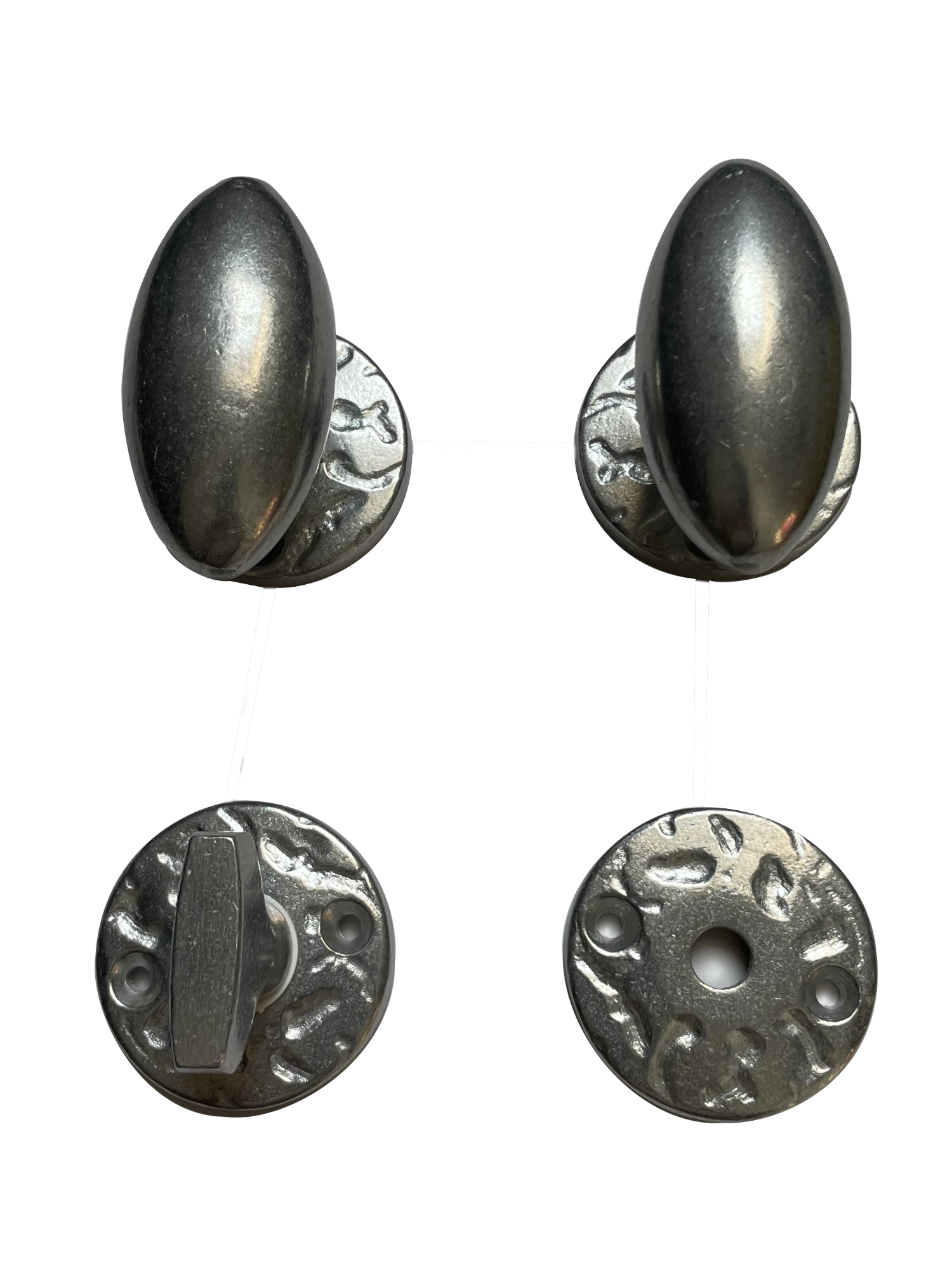 Poignée de porte ovale alu naturel sur rosace avec condamnation ...