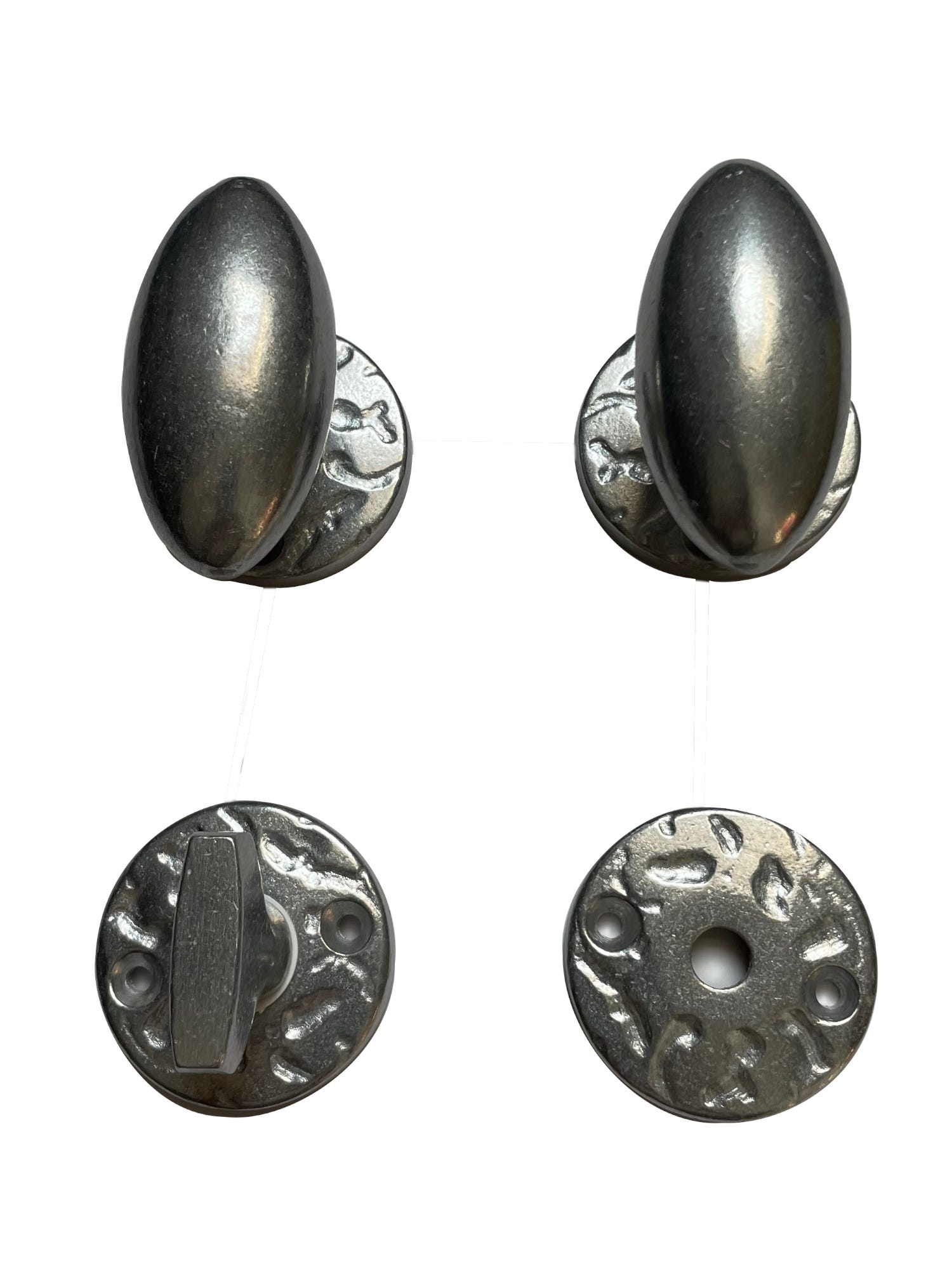 Poignée de porte ovale alu naturel sur rosace avec condamnation ...