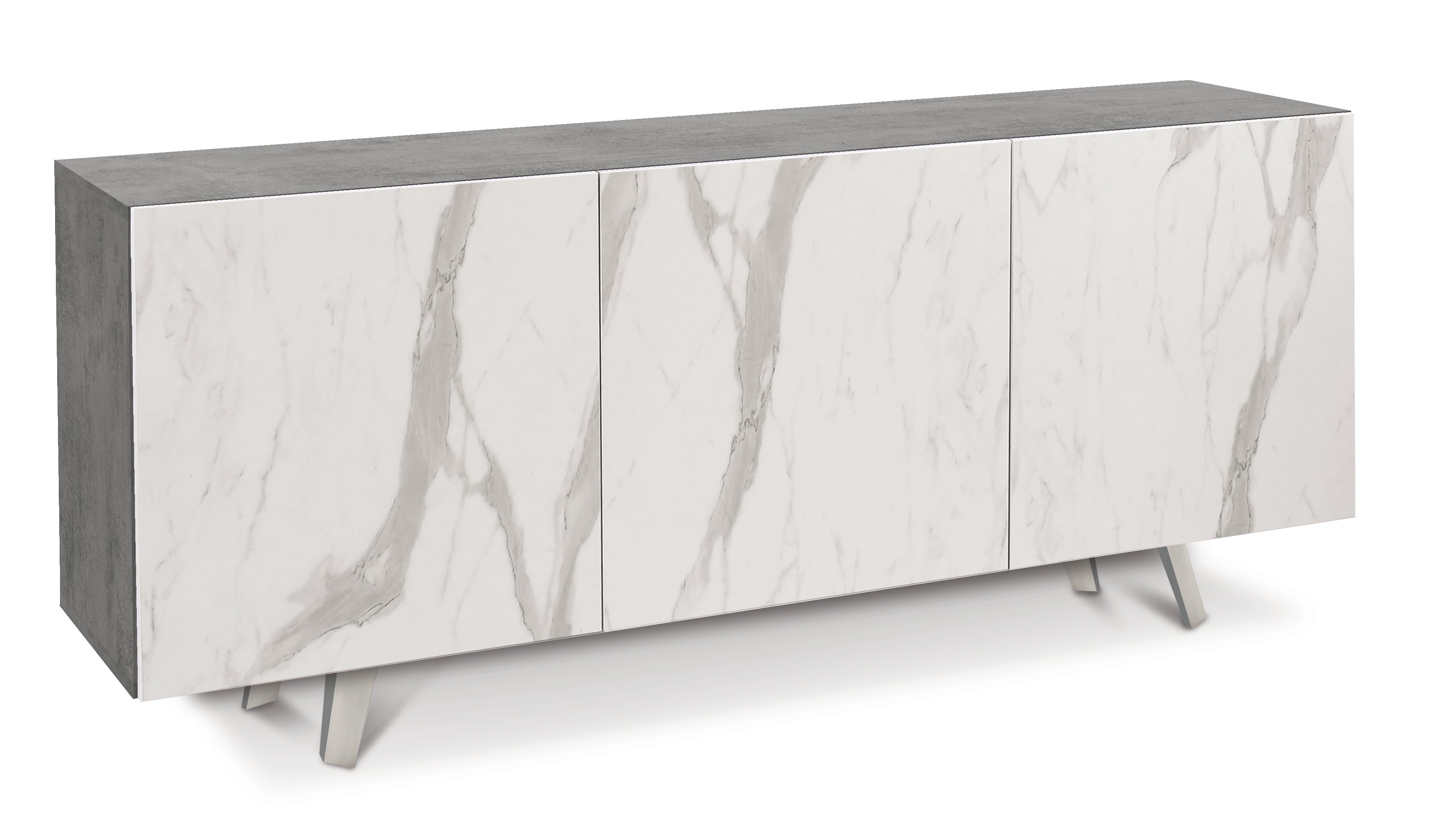 Buffet 3 portes Sarmog avec ouverture push-pull Collection Quadrante Béton et façade Calacatta Marble - 6