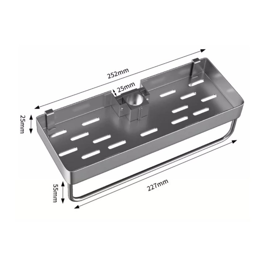 Lot de 2 Étagères de Douche Sans Perçage, Porte-Savon en Aluminium avec Plateau pour Gel Douche, Compatible avec les Tubes de 22-25mm. - 5
