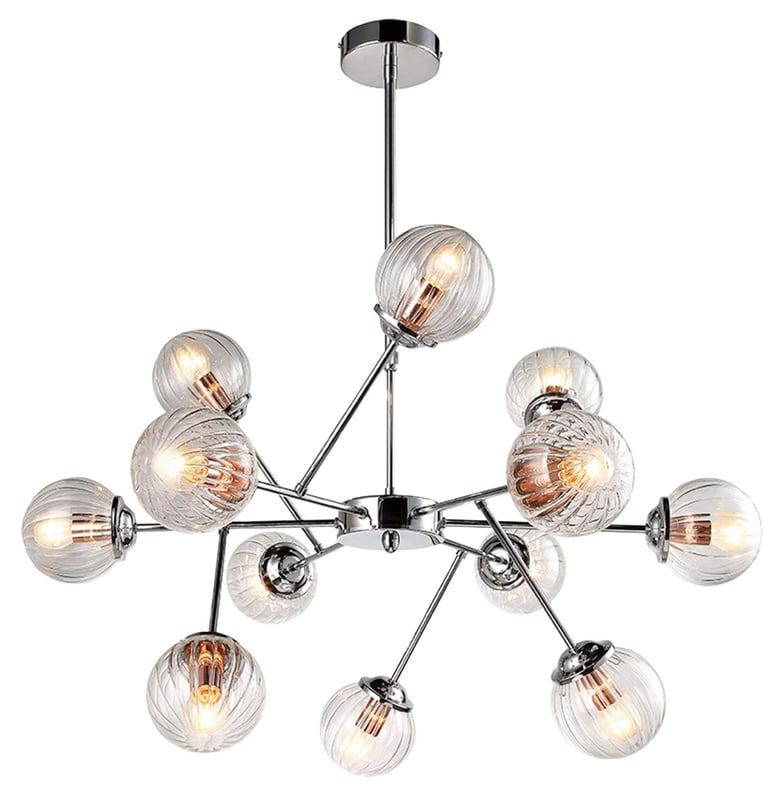 Lampa wisząca Best chromowana-przezroczysta 12xE14x40W wym: 84 x 82 x 82 cm szkło Candellux