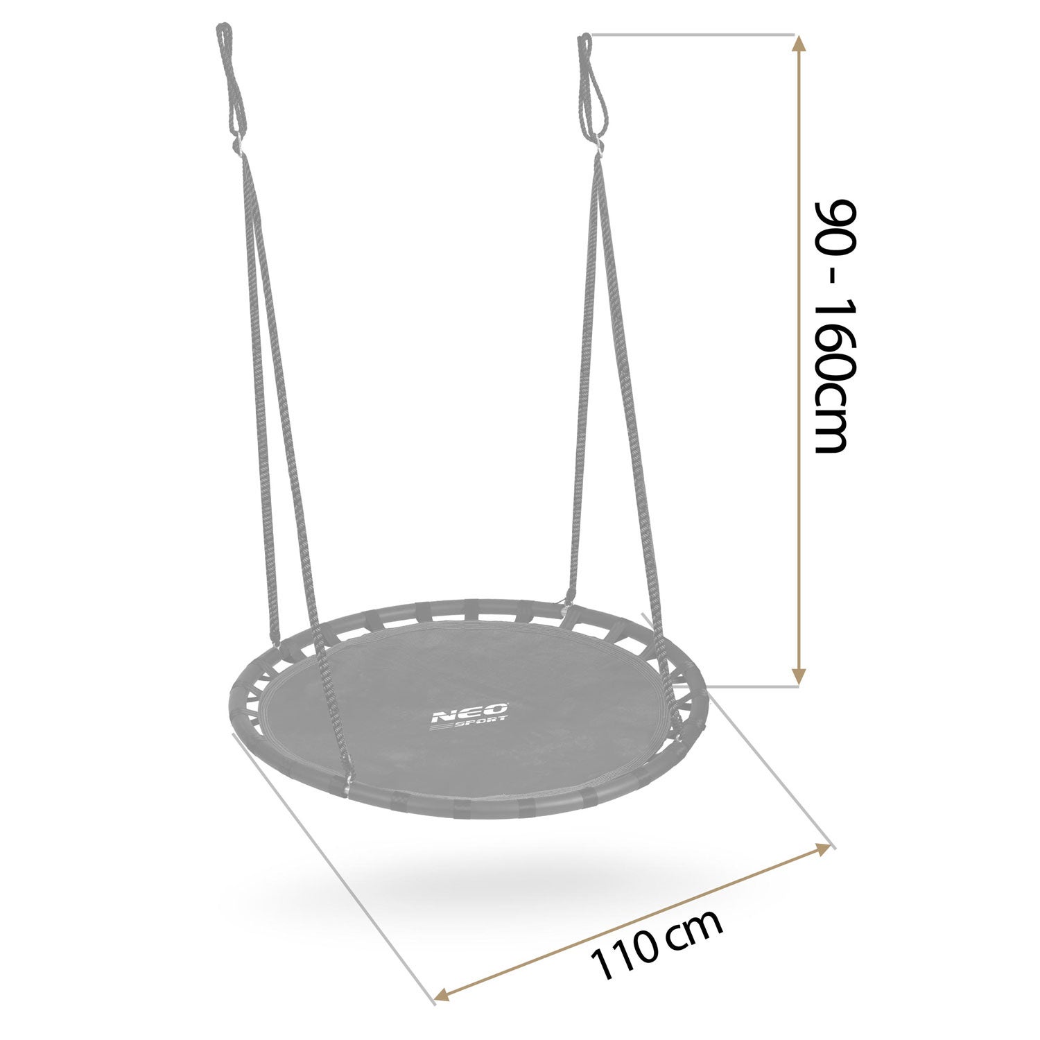 Huśtawka ogrodowa Neo-sport NS-102 dla dzieci bocianie gniazdo 150kg duża 110 cm XXL - 9