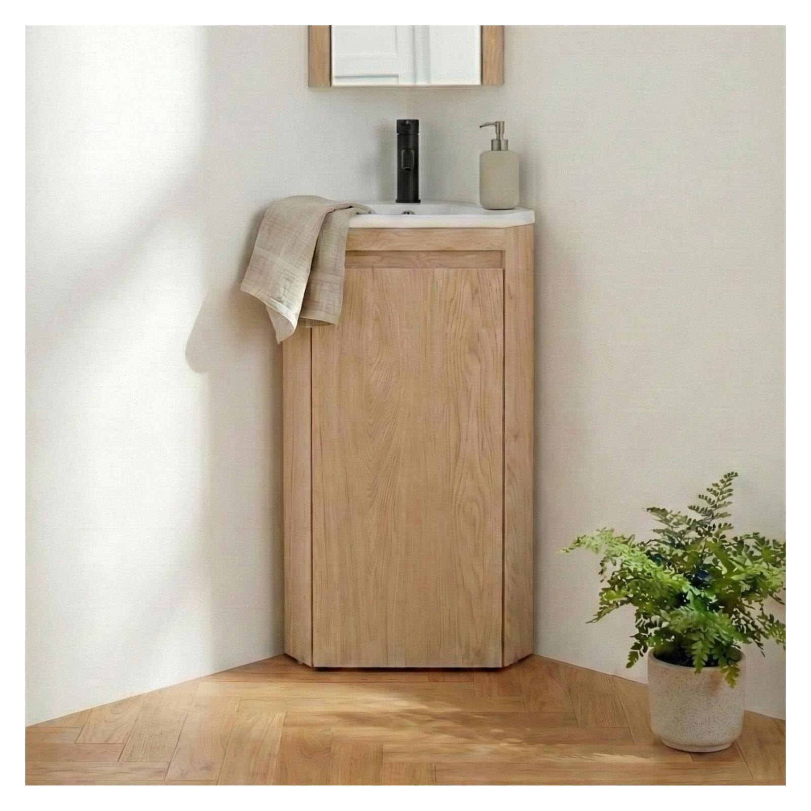 Lavabo de esquina sorrento con patas y grifo negro