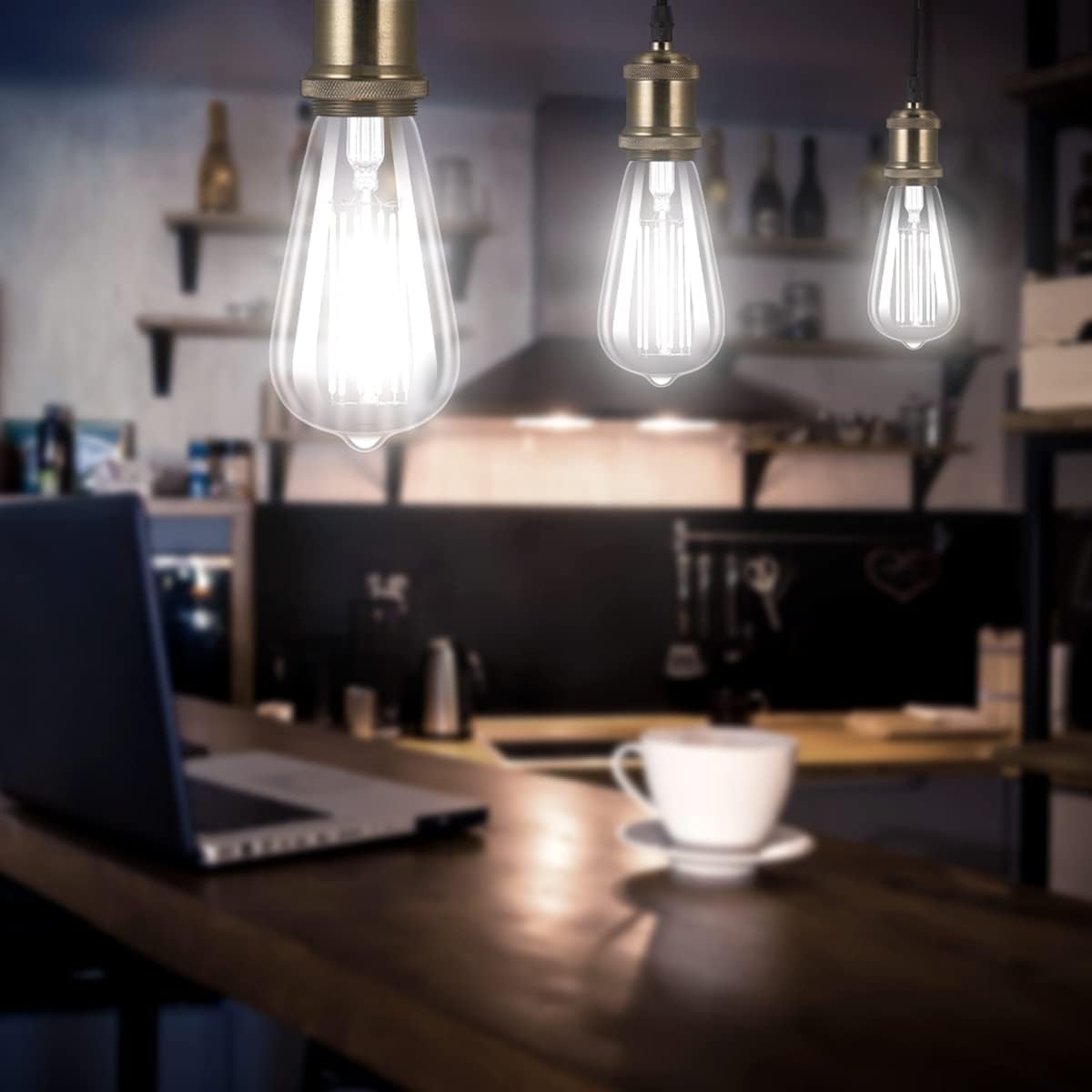 Ampoule LED 8W E27 ST64 - Ampoule vintage Edison, blanc froid 6500K, équivalent 80W, éclairage décoratif, lot de 3 - 4