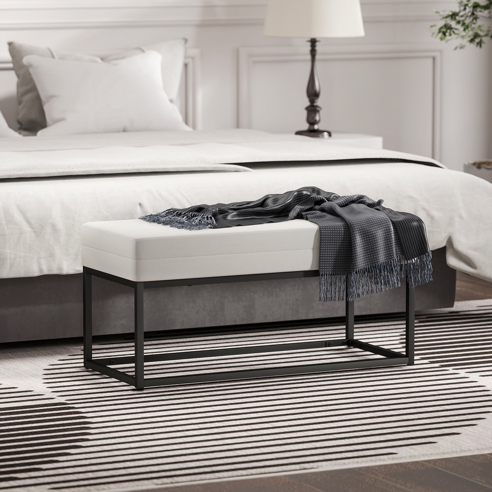 Panca Imbottita HOMCOM 118x45x42cm - Velluto Verde Scuro, Gambe Metallo, Per Camera, Ingresso O Soggiorno - Foto 12