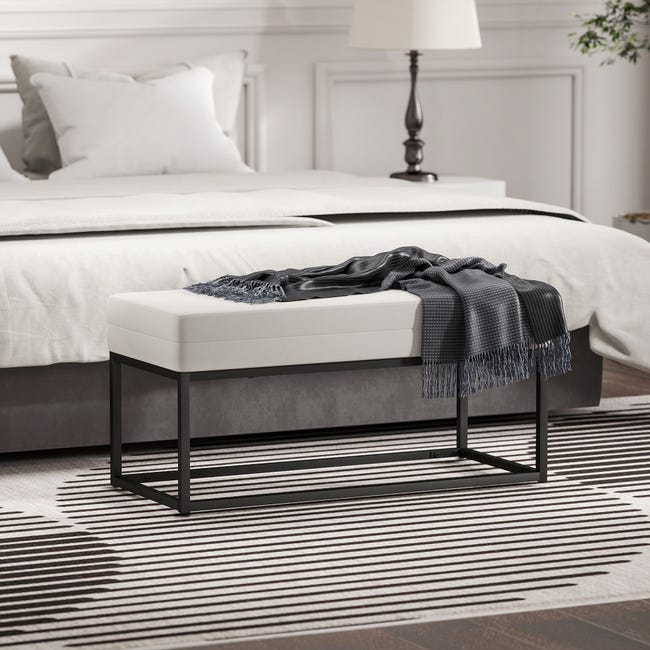 Panca Imbottita HOMCOM 118x45x42cm - Velluto Verde Scuro, Gambe Metallo, Per Camera, Ingresso O Soggiorno - Foto 12