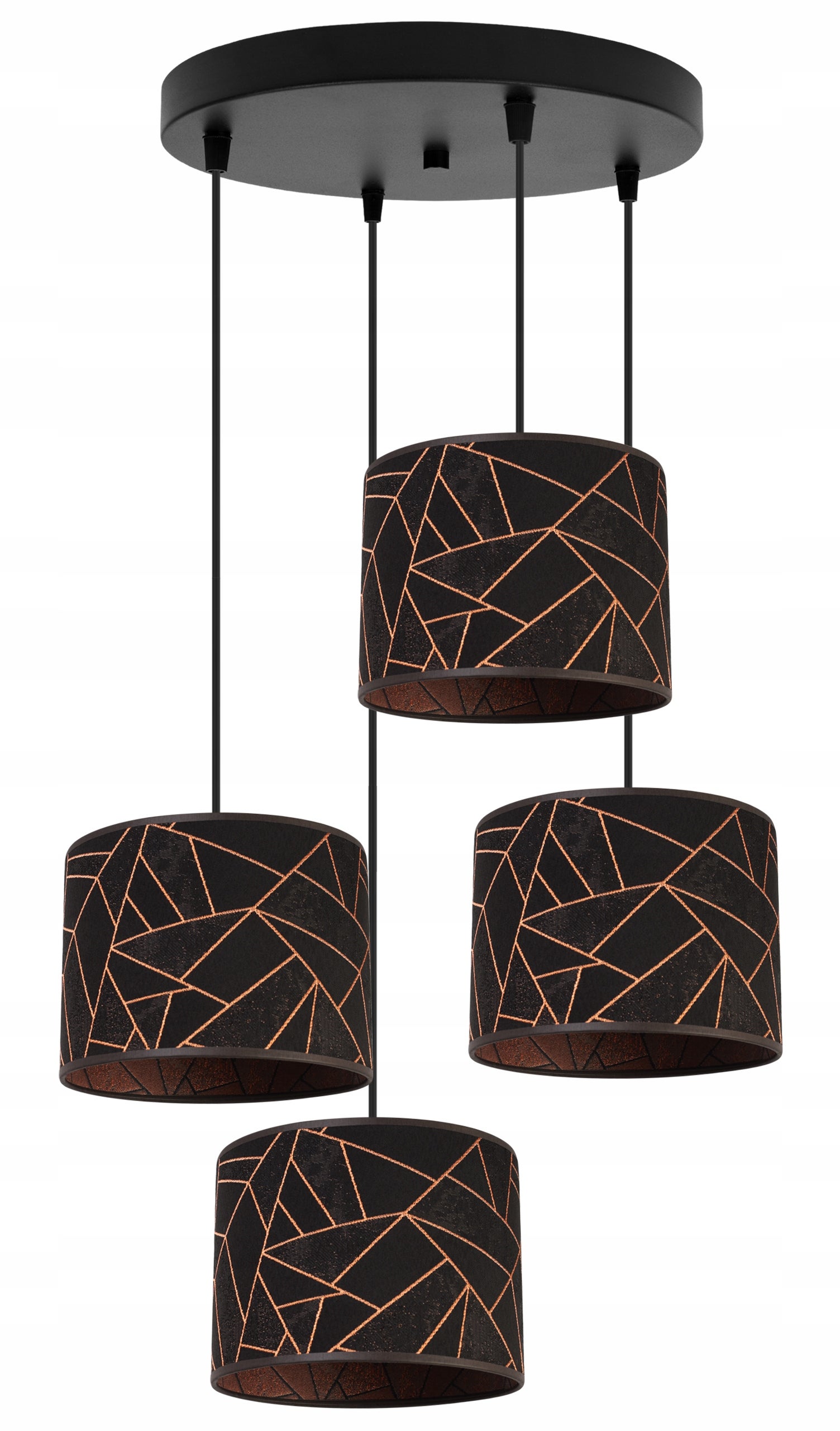 Lampa sufitowa wisząca boho Werona 4xE27 klosz owalny wzorzysty czarny/miedziany Light Home LH