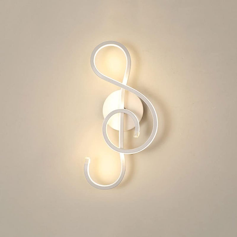 Kinkiet LED w kształcie nuty do sypialni, salonu, przedpokoju, 10W, ciepłe światło 3000K, biały