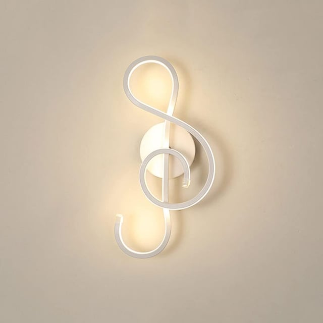 Kinkiet LED w kształcie nuty, idealny do sypialni, salonów, przedpokoju, 10 W, ciepłe światło 3000 K, kolor biały