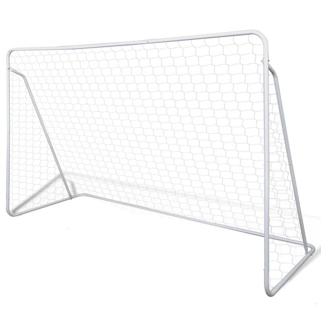 Balizas de futebol com redes 2 pcs aço 240x90x150 cm Unico / Blanco