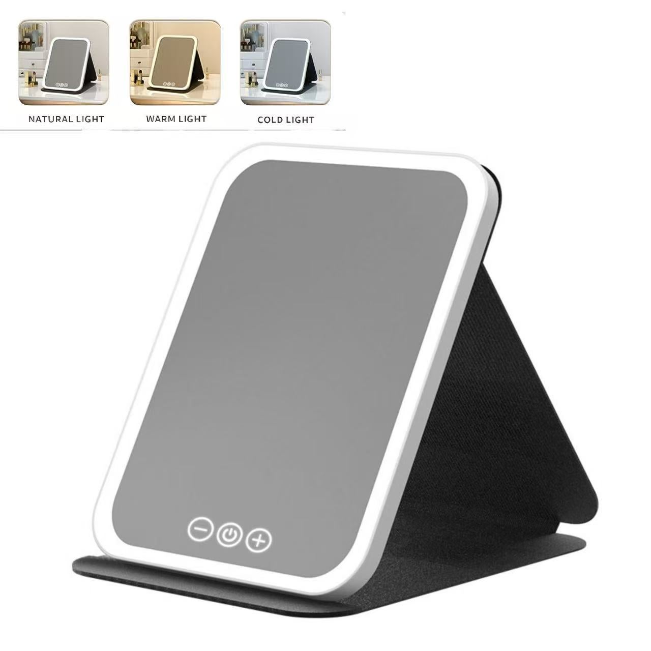 Miroir Maquillage LED Portable Mavoro – 17,8 X 22,9 Cm, Rechargeable USB-C, Lumière Naturelle Tactile, Fixation Murale Ou Support