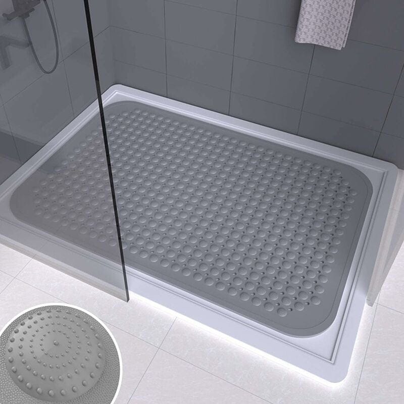 Tappetino da doccia quadrato antiscivolo: 81 x 81 cm, extra large, con foro di scarico al centro, in luffa in PVC, antiscivolo, per doccia interna Tappetino da doccia quadrato antiscivolo: 81 x 81 cm, extra large, con foro di scarico al centro, in luffa in PVC, antiscivolo, per doccia interna