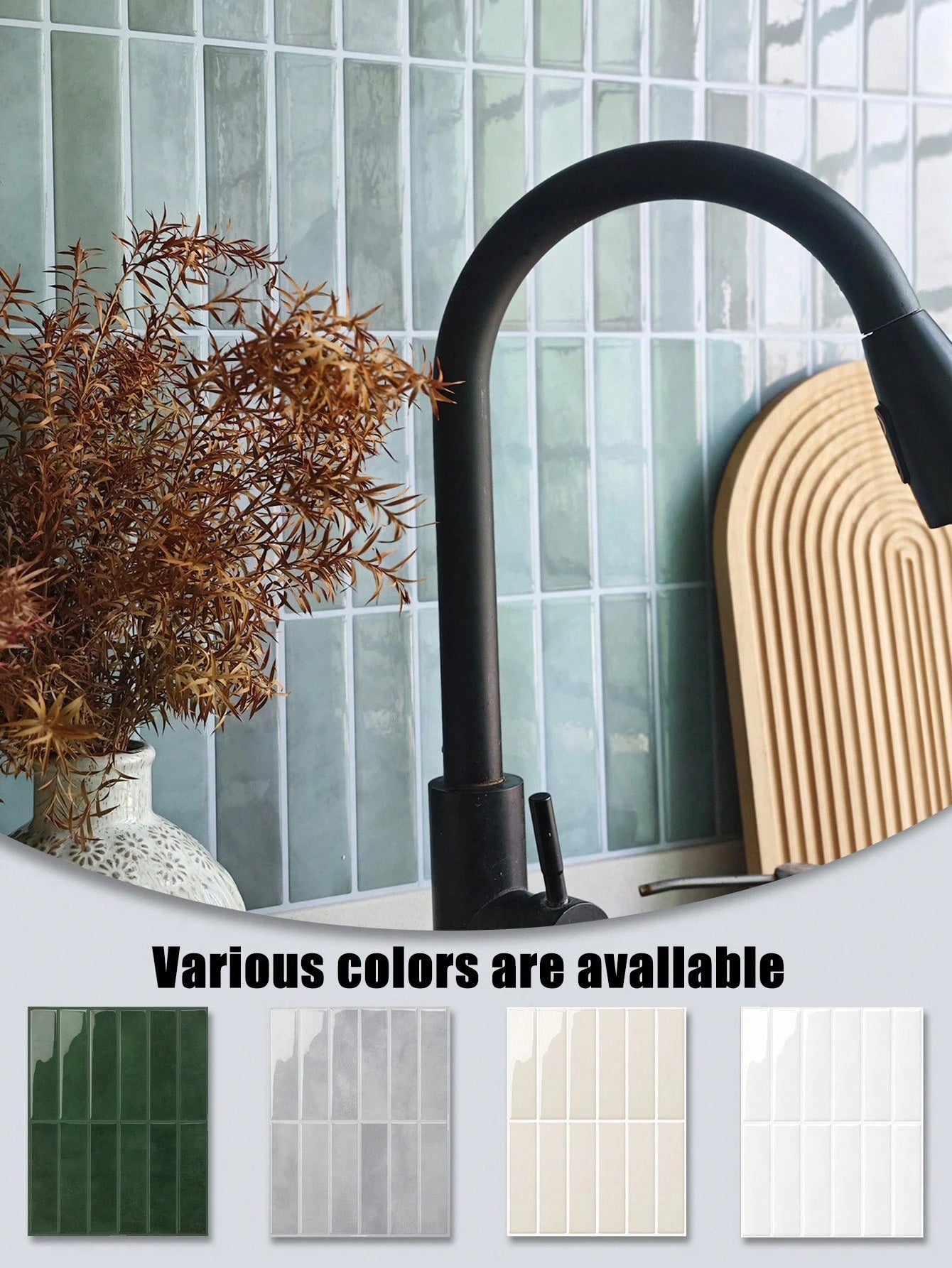 12 bandes adhésives imperméables et résistantes à l'huile pour carreaux de céramique Autocollants rétro pour sols et murs SCQ2010-7（23x29cm） - 2