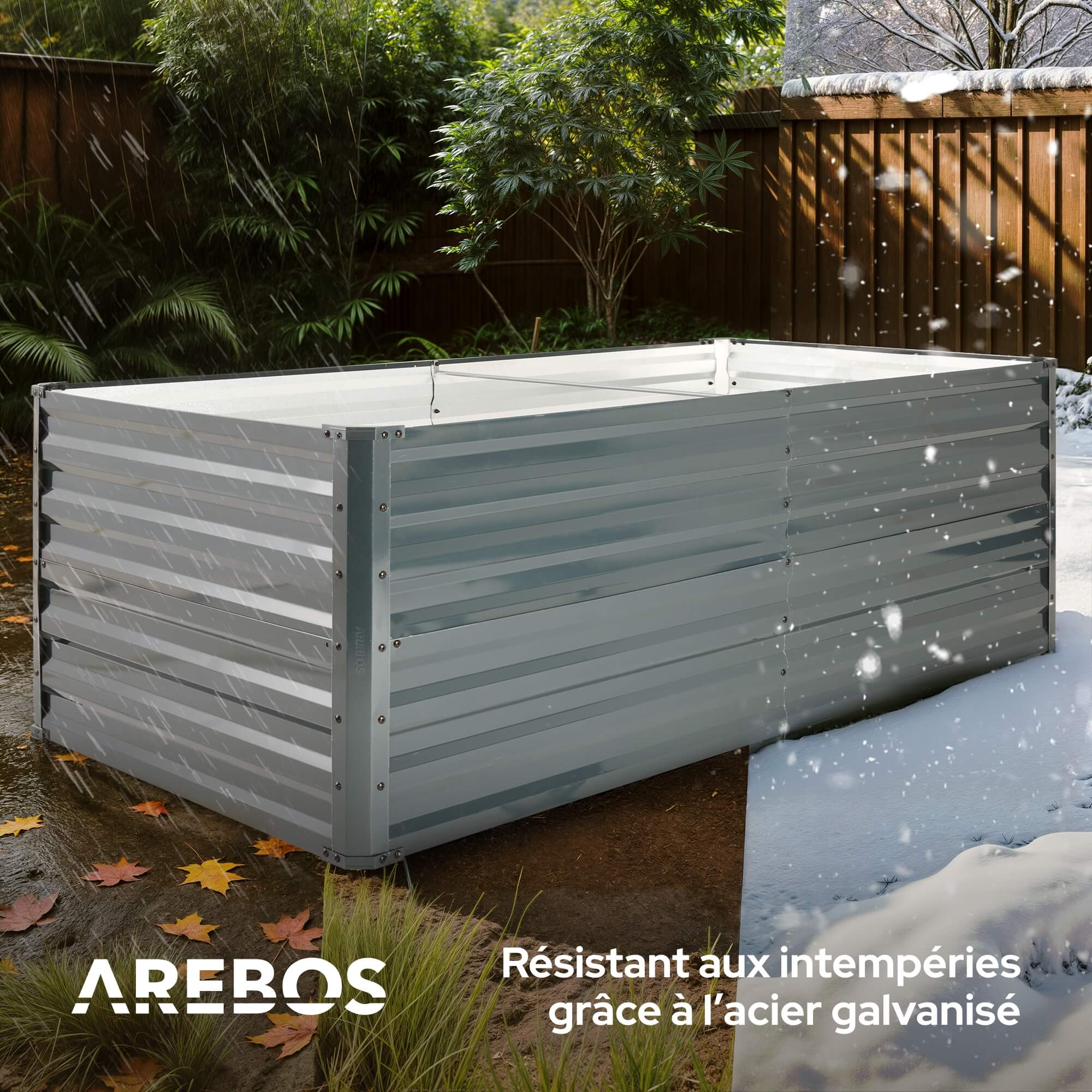 AREBOS Jardinière surélevée en métal 180 x 90 x 45 cm Parterre de jardin en acier galvanisé - 8