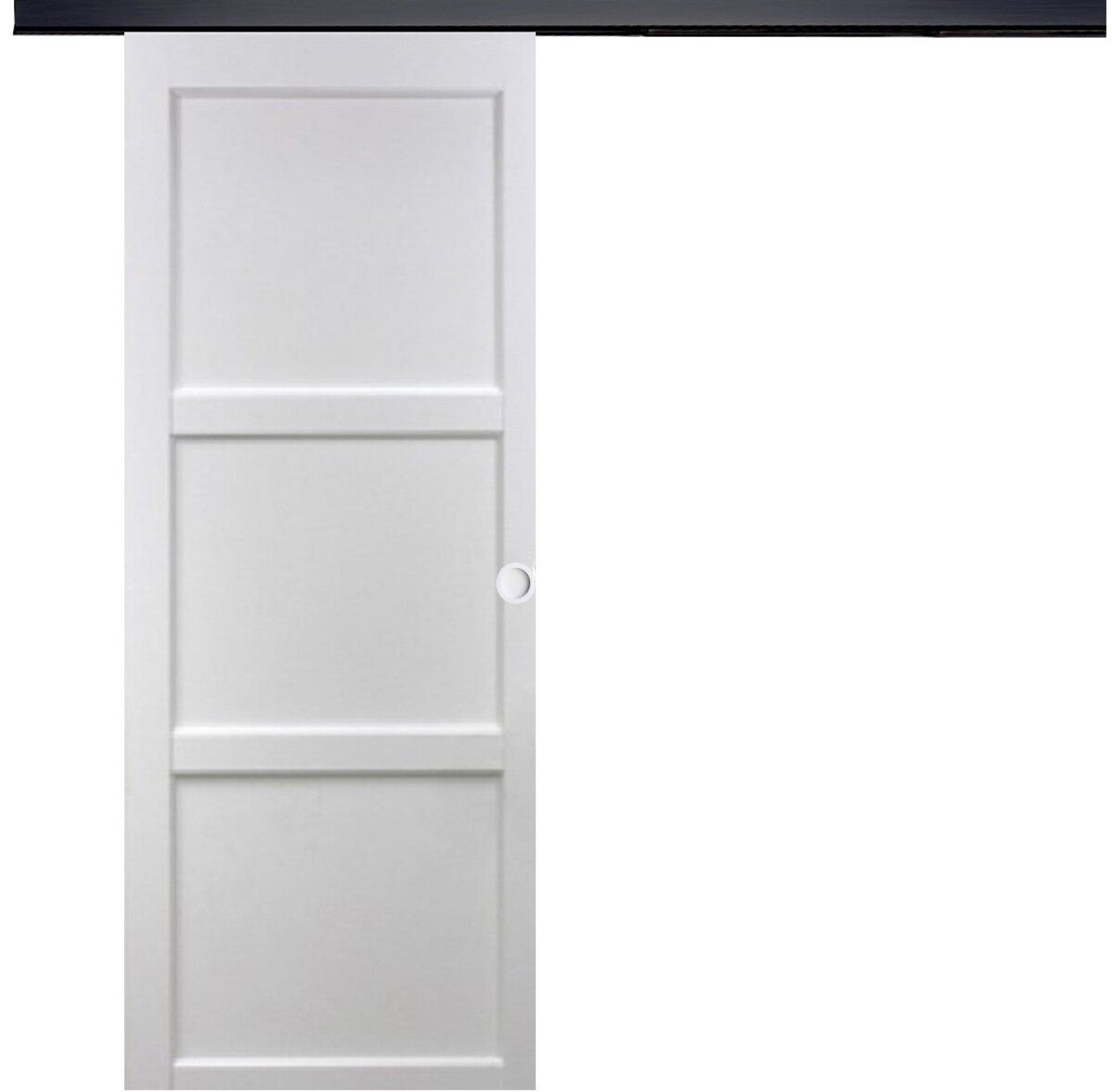 Porte Coulissante Korya Blanc 3 Panneaux H204 X L93 + Rail Alu Bandeau ...