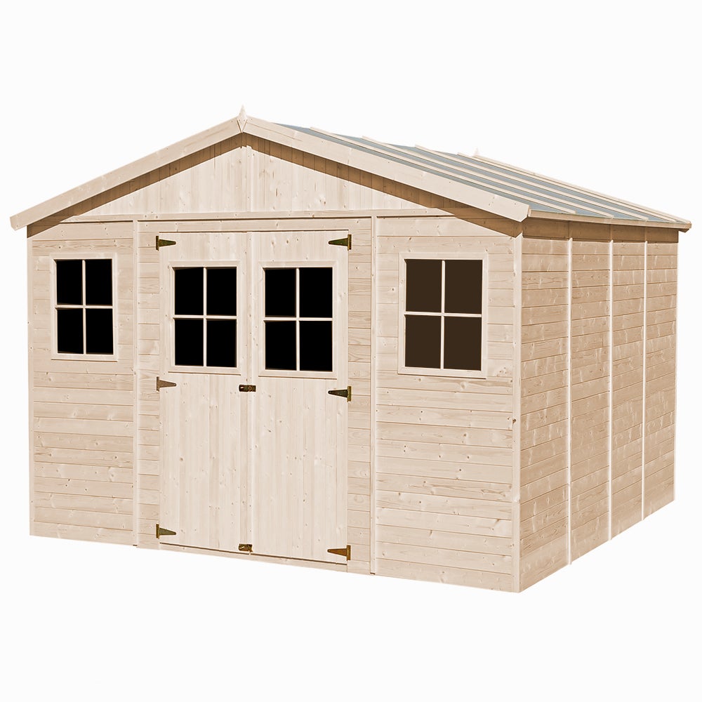 Cobertizo de madera para jardín - 418x420cm/16m2 Cobertizo de madera natural - Taller de Jardín - TIMBELA M330 - 8