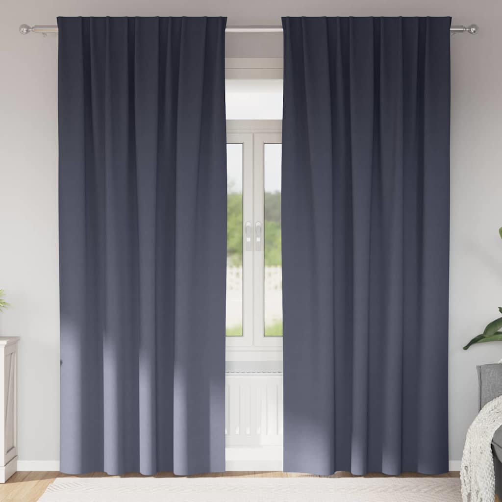 Firany blackout z kółkami 2 pcs Antracyt 225 x 140 cm Poliester vidaXL
