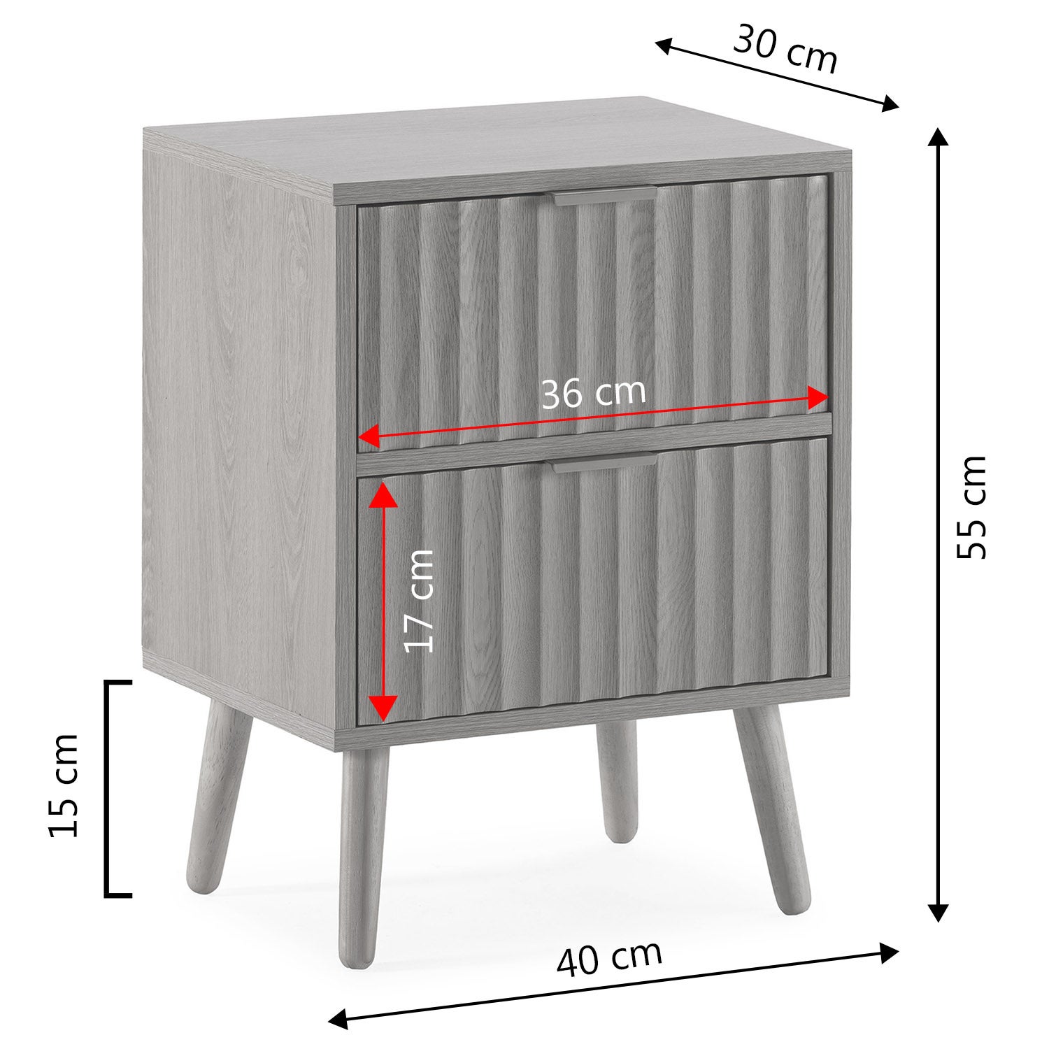 Table de chevet Lluvia 2 tiroirs couleur chêne - 7