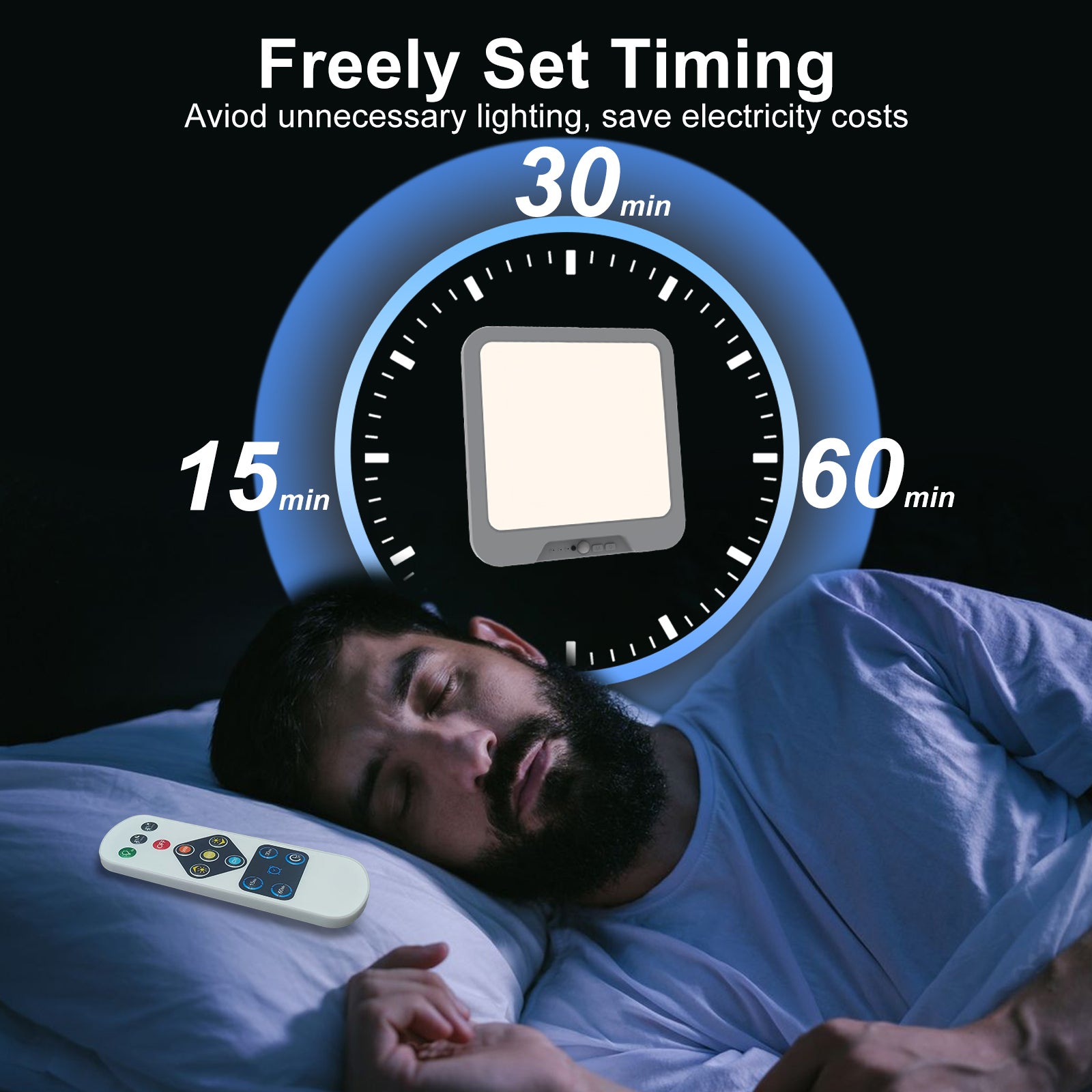 Akumulatorowa lampa z czujnikiem ruchu, bezprzewodowa lampa sufitowa, magnetyczne oświetlenie LED do szafy z pilotem 3 temperatury barwowe - 5