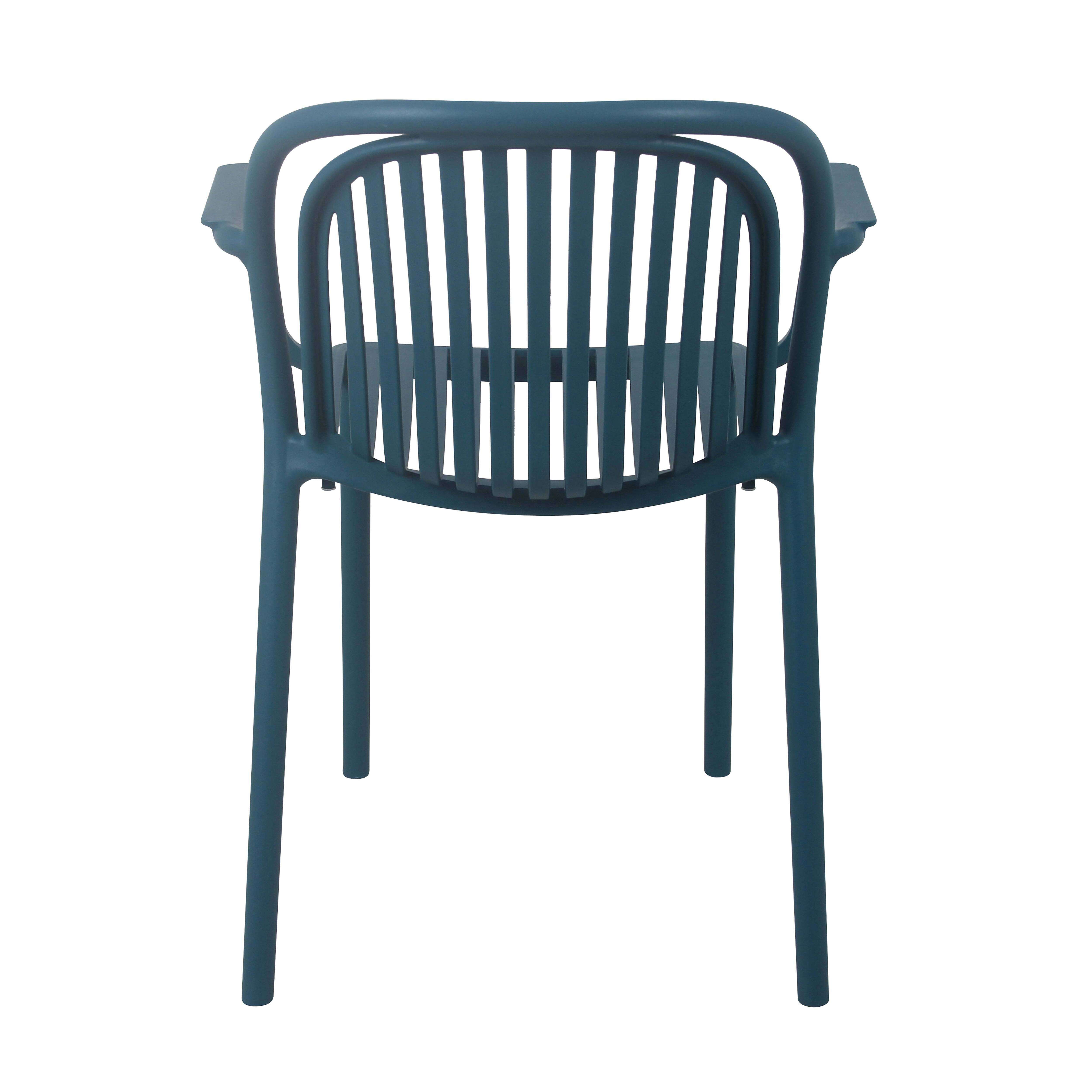 Lot de 4 fauteuils en plastique bleu canard - 5