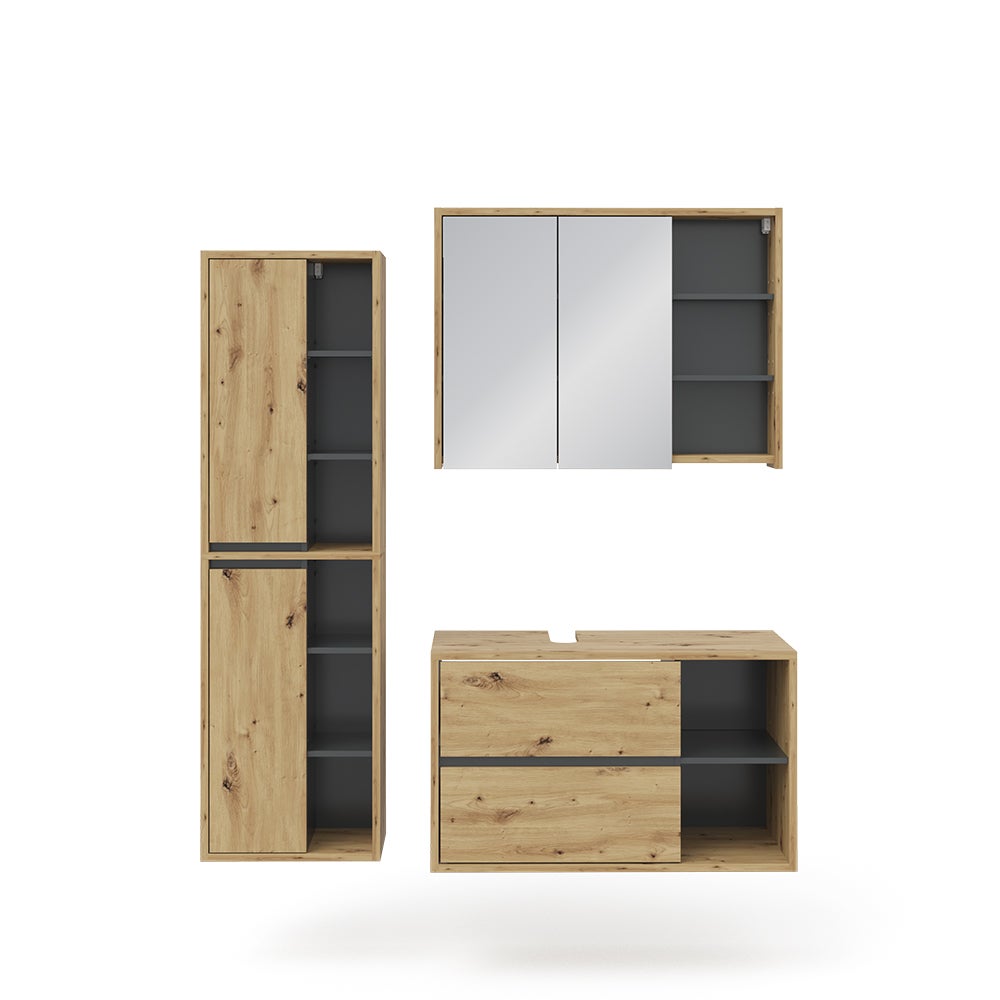 Vicco Zestaw mebli łazienkowych Viola, Dąb rzemieślniczy, 3 części